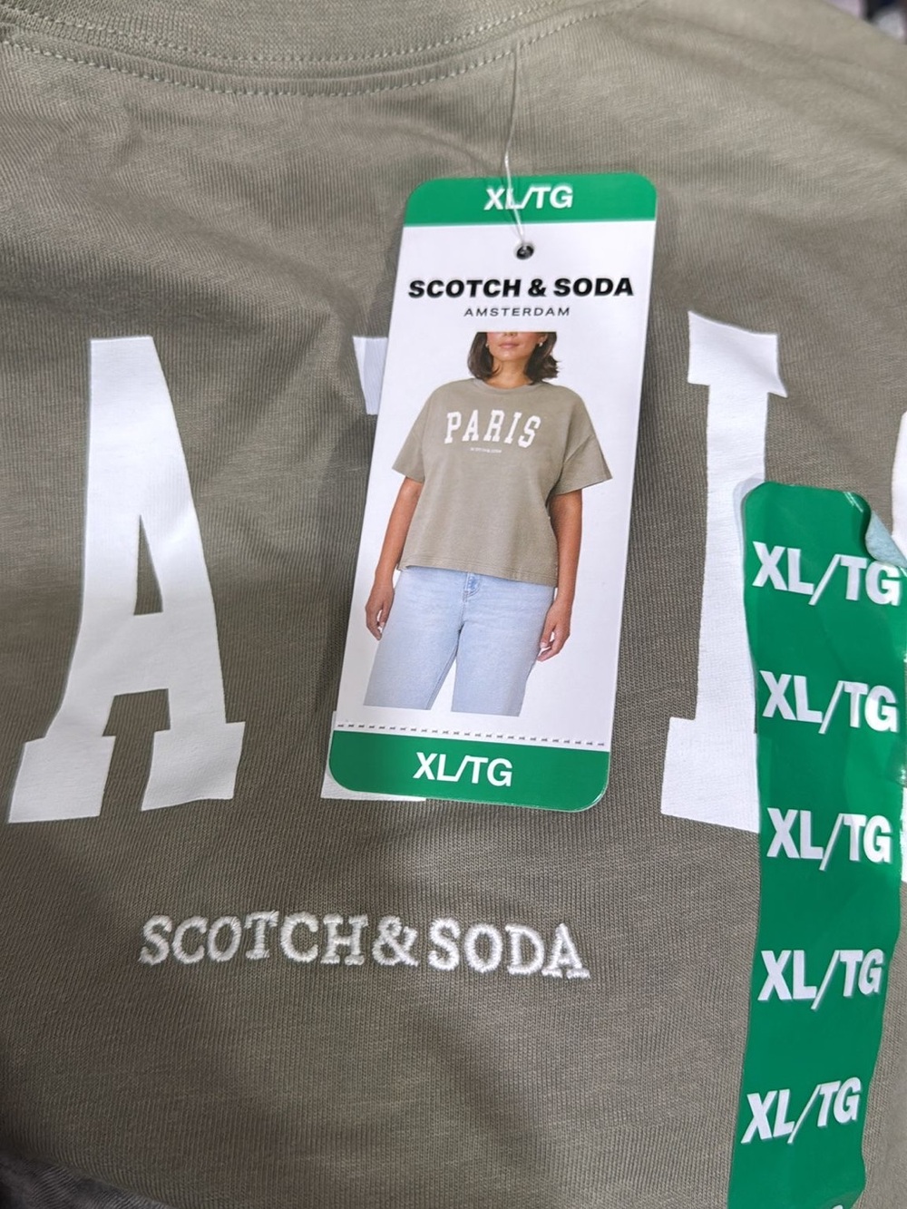 Scotch & Soda Olive Green PARIS Logo Tee